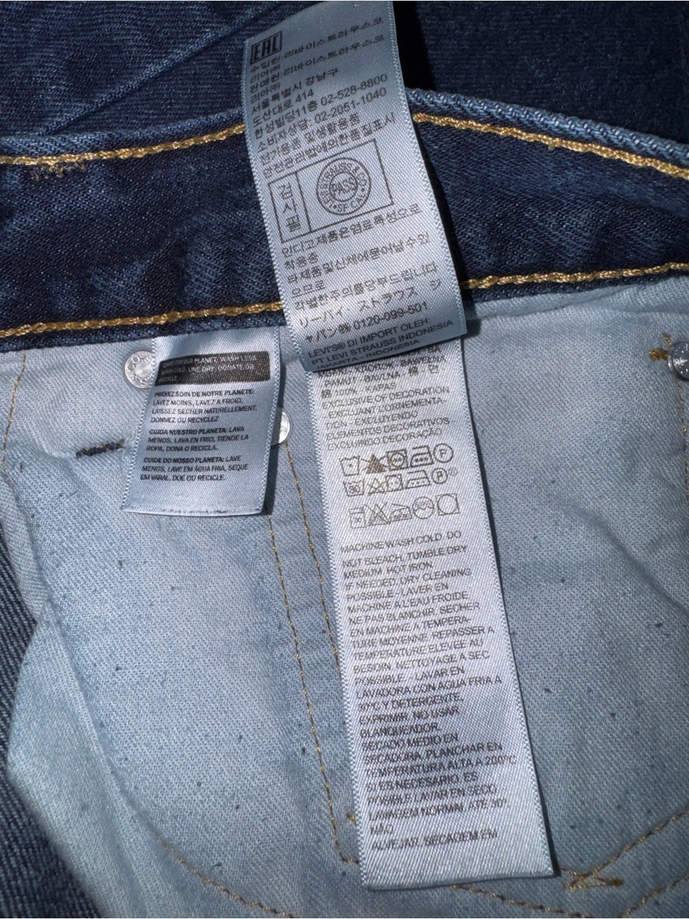 Levi's 505 Men's Dark Blue Straight Jeans with Classic Patch. Size 34W 32L - Picture 7 of 9